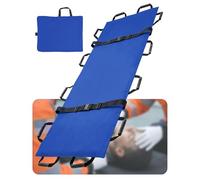 Portable Transport Stretcher with 12 Rubber Handles & Carry Bag - Foldable Emergency Patient & Animal Mover for Rescue First Aid, 400lbs Capacity, Ideal for Home, Hospitals & Outdoor Use（Blue）