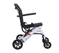 Portable Transport Wheelchair, Lightweight Folding Wheelchair with Safety Belt & Large All-Terrain Wheels, Aluminum Frame, Flip-Up Armrest, 180lbs Capacity, for Adults and Seniors Black