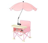 Portable Travel Booster Seat, Portable Side Chair, Dining Table Side Seat, Folding Side Seat with Adjustable Tray and Parasols, Feeding Seat for Age 6-36