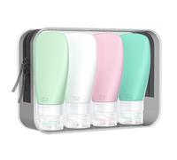Portable Travel Bottles, INSFIT TSA Carry On Approved Toiletries Containers, 60ml Leak Proof Squeezable Silicone Tubes, Refillable Travel Accessories for Shampoo Body Wash Liquids 4 Pack
