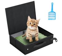 Portable Travel Cat Litter Box Disposable Litter Boxes for Cats with Lid,Leak-Proof Waterproof Foldable Kitty Litter Box, for Cat Travel Essentials, Hotel, Airplane and Other Outdoor Use(Black)