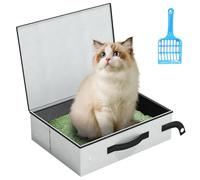 Portable Travel Cat Litter Box Disposable Litter Boxes for Cats with Lid,Leak-Proof Waterproof Foldable Kitty Litter Box, for Cat Travel Essentials, Hotel, Airplane and Other Outdoor Use(Grey)