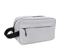 Portable Travel Cosmetic Bag for Toiletries, Makeup, and Shaving Kits Oxford Fabric with Spacious CompartFor Ments (White)