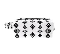 Portable Travel Cosmetic Bags, Brush Pouch with Carry Handle, Western Africa Geometric Ethnic Pattern Tote Toiletry Bag Accessories Organizer for Women Girls