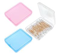 Portable Travel Cotton Pad Holder 3 Pcs Travel Qtips Case Cotton Pad Holder Travel Dispenser Cosmetic Sponge Storage Box Cotton Swab Travel Case For Cotton Rounds Swabs Floss (Pink, Transparent, Blue)