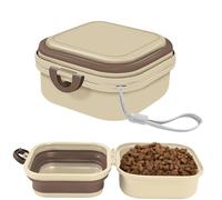 Portable Travel Folding Pet Food Bowl Designed for Whippet- Double-bowl Folding Silicone Feeder Set with Handle and Storage Box 1 L