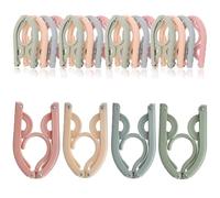 Portable Travel Hangers, 12 PCS Portable Folding Plastic Clothes Coat Hangers, Magic Folding Coat Racks Multifunction Travel Accessories for Home Travel Outdoor Camping, 4 Colors