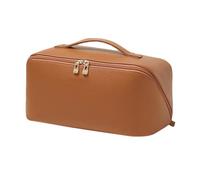 Portable Travel Makeup Bag, Large Capacity Toiletry Bag for Women, Seven-Room Partition, Panoramic Large Opening, Precision Routing, Waterproof PU Material, Meet Daily Needs(Brown)