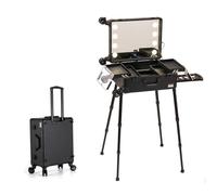 Portable Travel Makeup Case Aluminum Beauty nizer Cosmetic Bag with Shelf Makeup Storage for Women Stylish Makeup Travel Kit Essential Beauty Case for On The Go