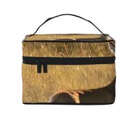 Portable Travel Makeup Case Deer Print Zipper Versatile Cosmetic Bag Large Capacity Polyester Makeup Bag Black One Size Black One Size, Black/White, One Size