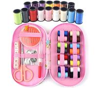 Portable Travel Mini Sewing Kit 43pcs Pink Set for Mending & Fixing with Thread, Needles, Pins, Threader and Seam Ripper