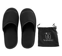 Portable Travel Open Toe Sandals Cotton Spa Hotel Slippers Non-disposable Guest Indoor House Trip (Black, UK Footwear Size System, Adult, Men, Numeric, Medium, 8)