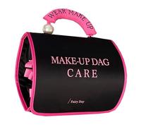 Portable Travel Organizer | Folding Cosmetic Bag | Travel Makeup Bag | Compact Toiletry Bag, Cosmetic Travel Case, Accessories Pouch, Makeup Organizer, Black and Pink, Se référer au descriptif, Refer