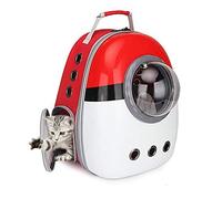 Portable Travel Pet Carrier Bubble Backpack for Dog and Cat Dome Airline Approved Space Capsule Waterproof Knapsack Outdoor Breathable Pet Bag (red+White+red)