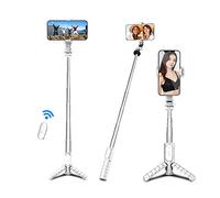 Portable Travel Selfie Stick, Mini Phone Tripod with Detachable Wireless Remote, Extendable Aluminum Alloy Tripod Compatible with iPhone 13 12 11 Pro Xs Max X 8Plus 7 Samsung
