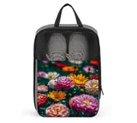 Portable Travel Shoe Bag,All Flowers Bloom Together Print Ventilation Shoes Bag,Shoe Packing Storage Organizer with Zipper Closure