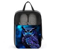 Portable Travel Shoe Bag,Blue Owl Print Ventilation Shoes Bag,Shoe Packing Storage Organizer with Zipper Closure