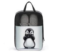 Portable Travel Shoe Bag,Cute Penguins Print Ventilation Shoes Bag,Shoe Packing Storage Organizer with Zipper Closure