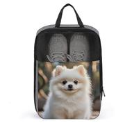Portable Travel Shoe Bag,Cute Pomeranian Dog Print Ventilation Shoes Bag,Shoe Packing Storage Organizer with Zipper Closure