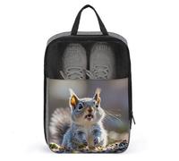 Portable Travel Shoe Bag,Funny Cute Squirrel Print Ventilation Shoes Bag,Shoe Packing Storage Organizer with Zipper Closure