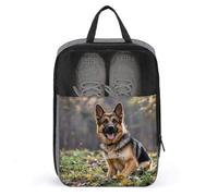 Portable Travel Shoe Bag,German Shepherd Dog Print Ventilation Shoes Bag,Shoe Packing Storage Organizer with Zipper Closure