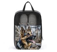 Portable Travel Shoe Bag,German Shepherd Dog Print Ventilation Shoes Bag,Shoe Packing Storage Organizer with Zipper Closure