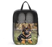 Portable Travel Shoe Bag,German Shepherd Print Ventilation Shoes Bag,Shoe Packing Storage Organizer with Zipper Closure