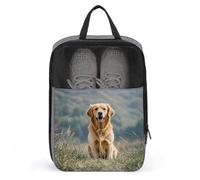 Portable Travel Shoe Bag,Golden Retriever Dog Print Ventilation Shoes Bag,Shoe Packing Storage Organizer with Zipper Closure