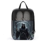 Portable Travel Shoe Bag,Grim Reaper Print Ventilation Shoes Bag,Shoe Packing Storage Organizer with Zipper Closure