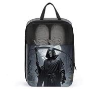 Portable Travel Shoe Bag,Grim Reaper Print Ventilation Shoes Bag,Shoe Packing Storage Organizer with Zipper Closure