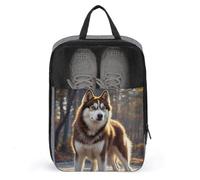 Portable Travel Shoe Bag,Husky Dog Print Ventilation Shoes Bag,Shoe Packing Storage Organizer with Zipper Closure