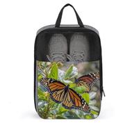 Portable Travel Shoe Bag,Monarch Butterflies Print Ventilation Shoes Bag,Shoe Packing Storage Organizer with Zipper Closure