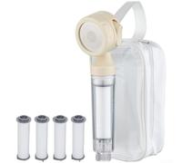 Portable Travel Shower Filter with Removable Handheld Nozzle Supports Multiple Spray Patterns and Works with Standard 4 Inch Connectors (I)