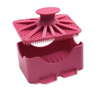 Portable Travel Soap Box - Waterproof Silicone Holder with Shower Brush, 2-in-1 Soap Dish with Lid, for Travel, Bathroom, Camping, Bathing, Cleaning, Home, Ex