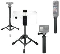 Portable Travel-Stand-Kit for iPhone Webcam Camera,Vlogging Kit with Phone Holder, Hand Grip Stabilizer, Tripod, Compact Mount Kit Compatible with Gopro insta360 DJI for YouTube Tiktok Streaming