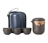 Portable Travel Tea Sets with Case, Tea Infuser Chinese Kung Fu Teapot, 1 Pot 6 Mini Cups for Multiple Enjoying, 100% Handmade Purple Clay Teapot, for Home/Office/Outdoor/Camping/Gift, Portable