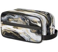 Portable Travel Toiletry Bag Black Golden White Marble Liquid Makeup Organiser Pouch Wash Bag Large Toiletries Cosmetics Case for Women Men Girl Boy