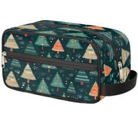 Portable Travel Toiletry Bag Cute Christmas Tree Pattern Makeup Organiser Pouch Wash Bag Large Toiletries Cosmetics Case for Women Men Girl Boy