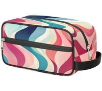 Portable Travel Toiletry Bag Modern Abstract Stripes Makeup Organiser Pouch Wash Bag Large Toiletries Cosmetics Case for Women Men Girl Boy