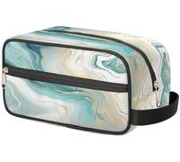 Portable Travel Toiletry Bag Teal Turquoise Beige Grey Marble Makeup Organiser Pouch Wash Bag Large Toiletries Cosmetics Case for Women Men Girl Boy