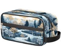 Portable Travel Toiletry Bag Winter Forest Trees Makeup Organiser Pouch Wash Bag Large Toiletries Cosmetics Case for Women Men Girl Boy