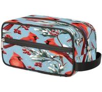 Portable Travel Toiletry Bag Winter Red Birds Branches Berry Makeup Organiser Pouch Wash Bag Large Toiletries Cosmetics Case for Women Men Girl Boy