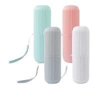 Portable Travel Toothbrush Container 4pcs Pp Storage Cup for Hotel Trips | Compact Organizer for Brush and Paste, Protective Design, Four-piece Set, Convenient for Hotel Stays and Journeys