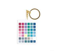 Portable True Summer Color Analysis Keychain for Makeup and Clothing Selection with Gold Ring Metal Plastic Fan Card 6x5cm