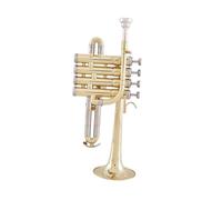 Portable Trumpet Four Key Trumpet In The Of Bb Durable Brass With Gold Plating Comes With Gloves And Box(Golden)