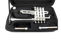Portable Trumpet Four Key Trumpet In The Of Bb Durable Brass With Gold Plating Comes With Gloves And Box(Silver)