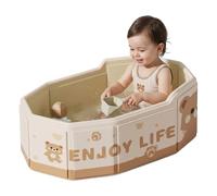 Portable Tub, Foldable Baby Bathtub 29.5x17.7 inch Portable Tub with Non-Slip Base and Drain Plug, Baby Tubs for Infants to Toddler, Little Bear