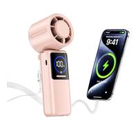 Portable Turbo Handheld Fan,100 Speeds Foldable Rechargeable 15000mAh Mini Personal Fan for 50H, 4-in-1 desk fan with Built-in USB-C Cable & Display for Travel Concerts Outdoors Gifts for Women