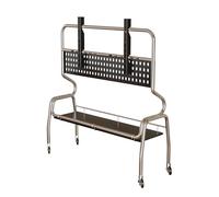 Portable TV Stand Stainless Steel Adjustable Height TV Trolley with Wheels Universal for TVs up to 150lbs