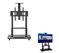 Portable Tv Trolley - Mobile Tv Stand On Wheels, Height Adjustable Tall Rolling Tv Stand On Casters Cart Trolly, For 50/55/60/65/70/75 Inch Flat Screens, Load 150Kg